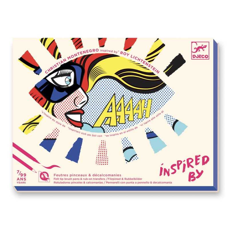  SUPERHEROES inspired by ROY LICHTENSTEIN christian montenegro DJECO kit artistico DJ09376 età 7+

FEUTRES PINCEAUX & DECALCOMANIES